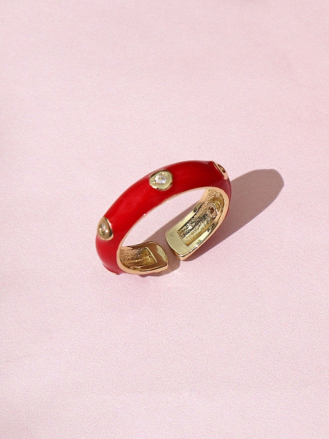 

Pipa Bella Red & Gold-Toned Enamel Embellished Ring