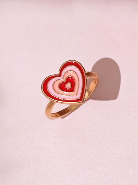 

Pipa Bella Gold-Plated Pink & Red Heart Pattern Ring
