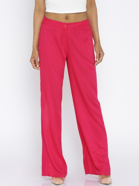 

Global Desi Women Pink Solid Trousers