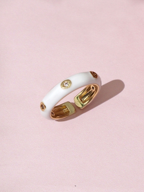 

Pipa Bella White & Gold-Toned Enamel Embellished Ring