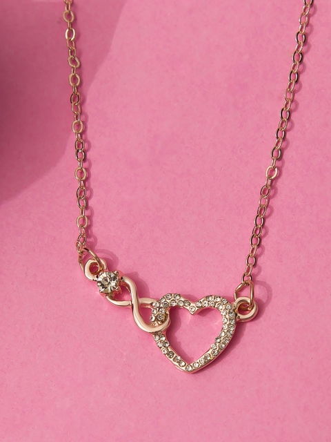 

Pipa Bella Women Rose Gold-Toned Stone-Studded Necklace
