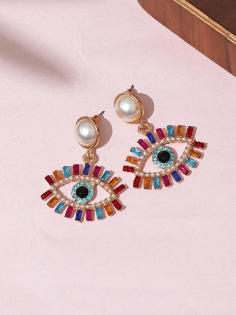 

Pipa Bella Multicoloured Embellished Evil Eye Drop Earrings, Multi