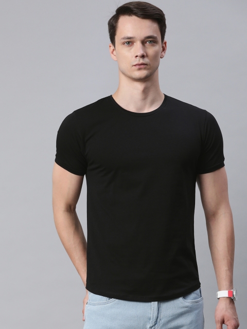 

Pierre Carlo Men Black Solid Round Neck T-shirt