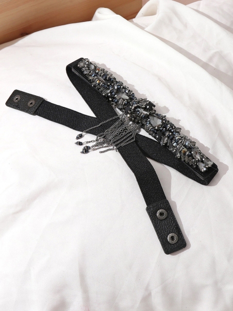 

Pipa Bella Women Black Sequined Chain Tassel Belt