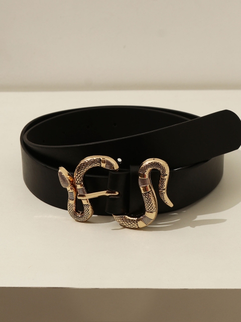 

Pipa Bella Women Black & Golden Serpent Buckle Belt