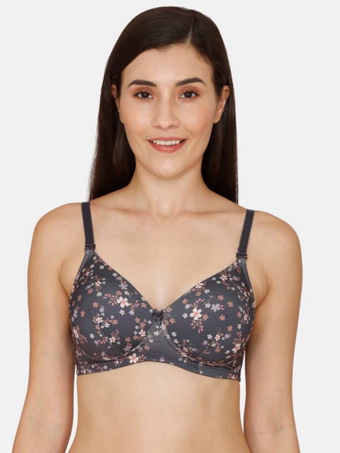 

Coucou Grey & Pink Floral Bra Lightly Padded