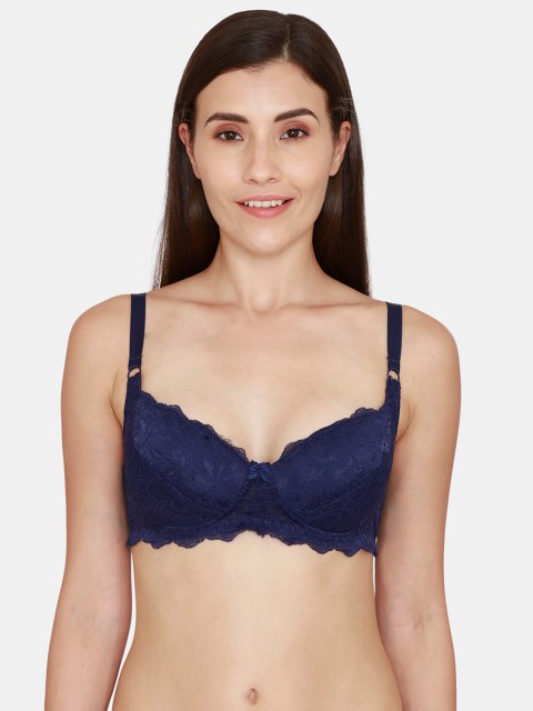 

Coucou by Zivame Blue Floral Lace Bra Lightly Padded