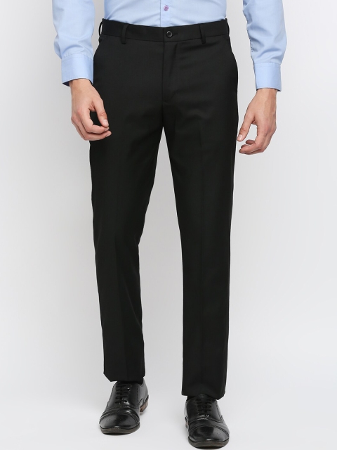 

Solemio Men Black Relaxed Formal Trousers
