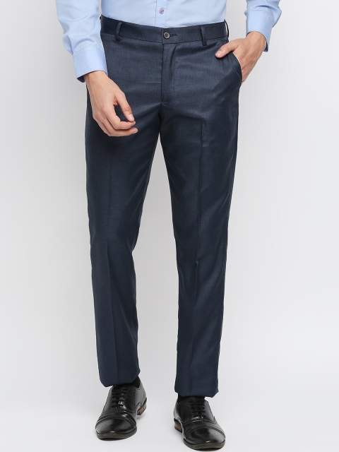 

Solemio Men Blue Solid Relaxed Fit Formal Trousers