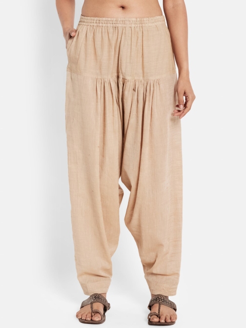 

Fabindia Women Beige Solid Slim Fit Cotton Salwar