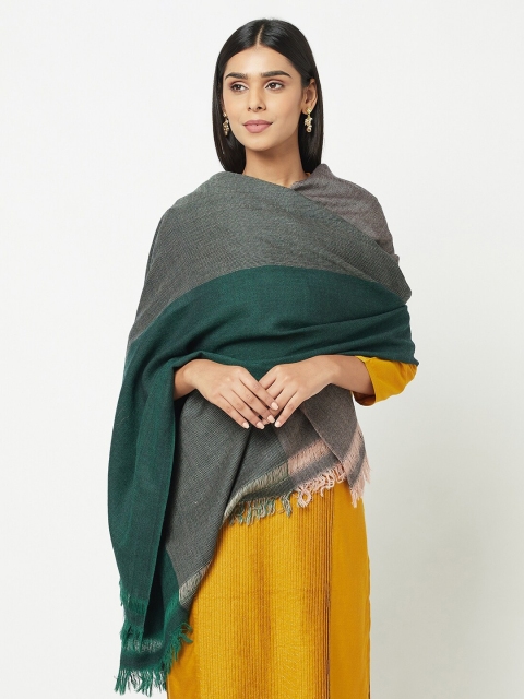 

Fabindia Women Green & Grey Woollen Shawl