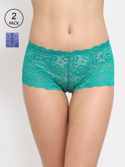 

Friskers Pack of 2 Blue & Green Cotton Self Design Hipster O-330-05-36-S