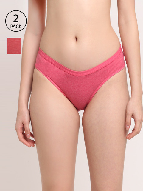 

Friskers Women Pack Of 2 Solid Cotton Hipster Briefs, Red