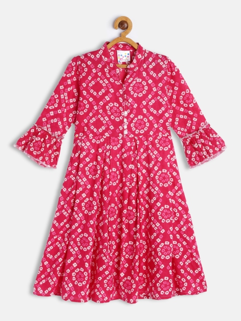 

Eimoie Pink Pure Cotton Ethnic Motifs A-Line Dress