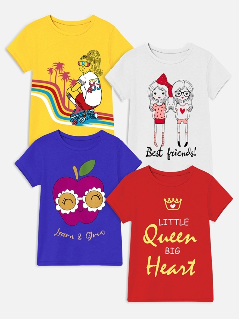 

Trampoline Girls Multicoloured Set Of 4 Printed T-shirt, Multi