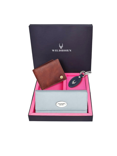 

WildHorn Unisex Brown & Grey Solid Leather Accessory Gift Set