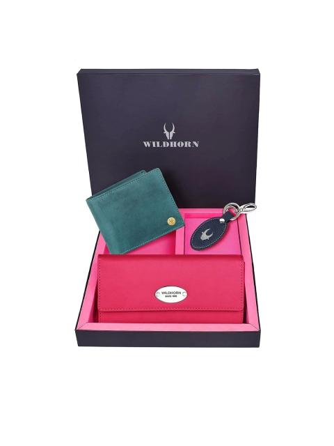 

WildHorn Unisex Green & Pink Solid Premium Leather Accessory Gift Set