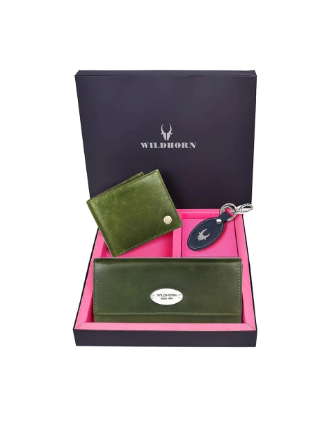 

WildHorn Unisex Green Solid Premium Leather Accessory Gift Set