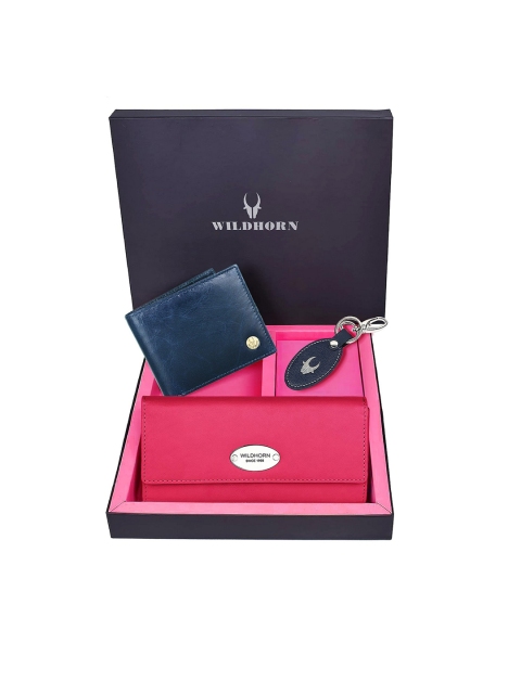 

WildHorn Unisex Pink & Blue Solid Premium Leather Accessory Gift Set