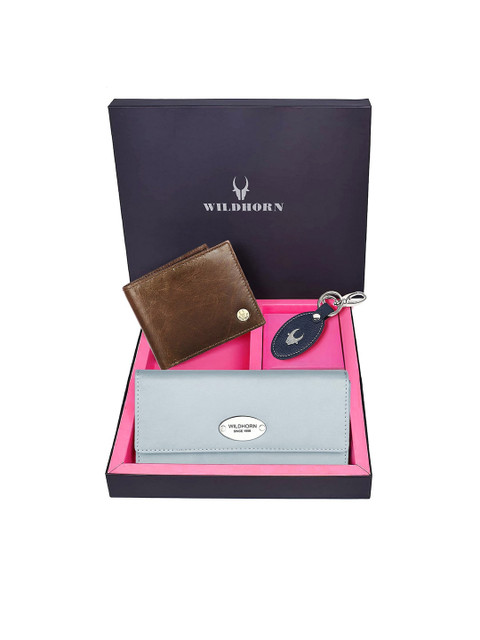 

WildHorn Unisex Grey & Brown Pure Genuine Leather Accessory Gift Set