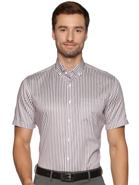 

DON VINO Men White Striped Formal Cotton Shirt