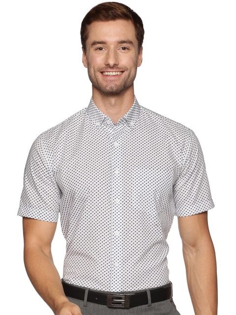 

DON VINO Men White & Blue Relaxed Printed Slim Fit Cotton Formal Shirt