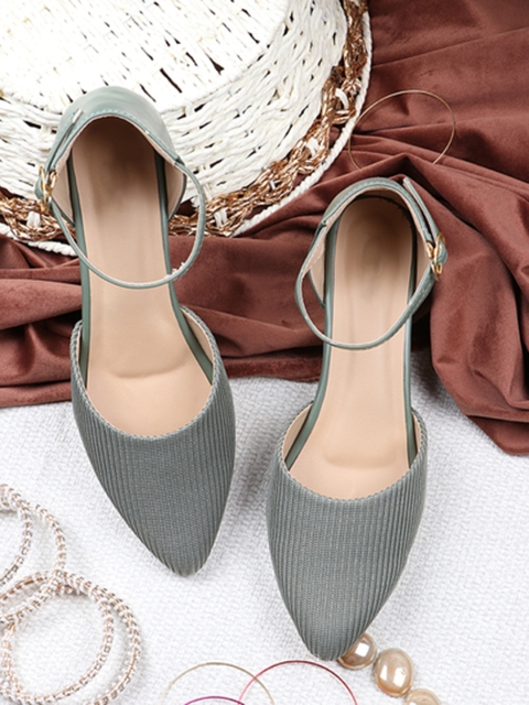 

THE WHITE POLE Olive Green Block Mules with Buckles
