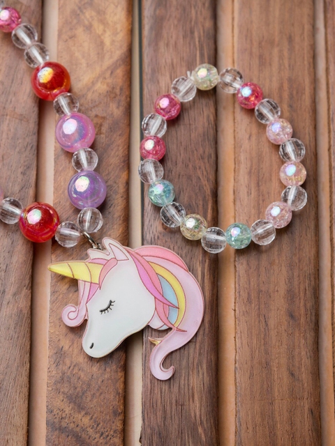 

Jewelz Girls Pink & Blue Unicorn Handcrafted Necklace With Bracelet