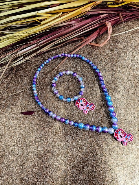 

Jewelz Girls Blue & Red Horse Shaped Pendant Necklace With Bracelet