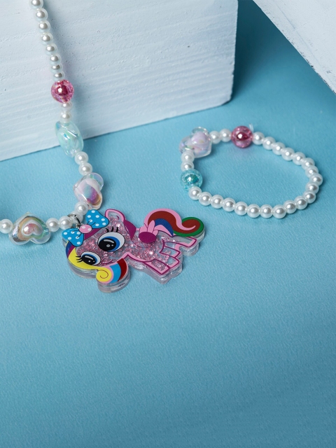 

Jewelz Girls White & Pink Necklace With Bracelet
