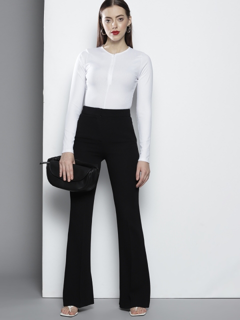 

Femme Luxe Women White Ribbed Bodysuit