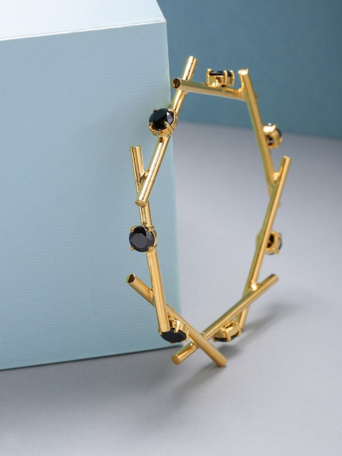 

PRITA Women Gold-Plated & Black Brass Bangle-Style Bracelet