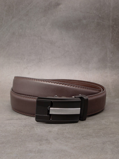 

BANGE Men Brown Textured Leather Formal Belt