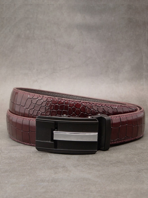

BANGE Men Red Animal Textured Leather Belt