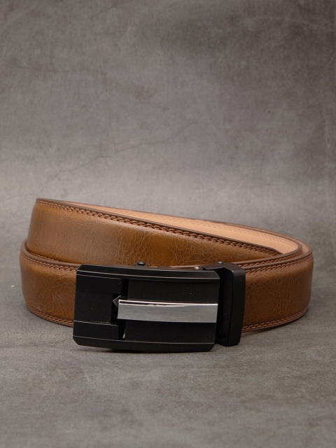 

BANGE Men Brown Textured Leather Formal Belt