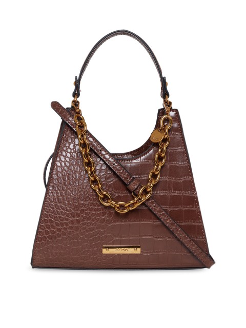 

ALDO Black Animal Textured Structured Hobo Bag with Quilted