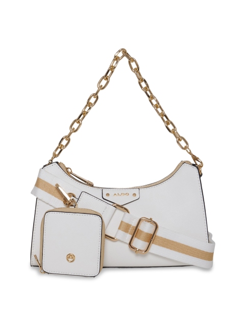 

ALDO White Textured Structured Hobo Bag