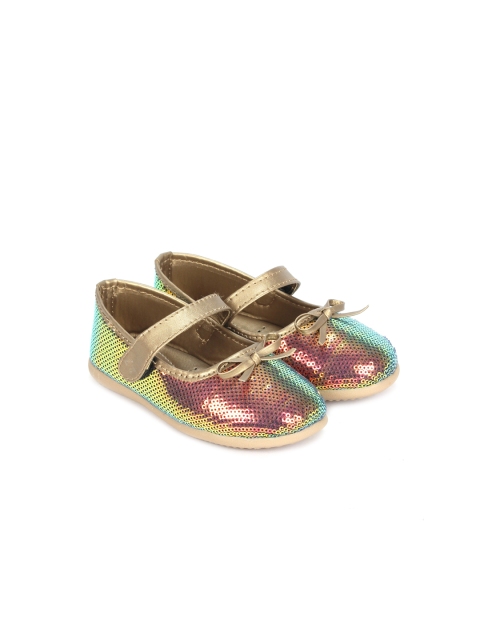 

Lil Lollipop Girls Gold-Toned Printed Ballerinas with Bows Flats