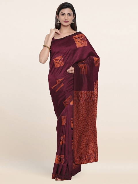 

Pothys Brown Ethnic Motifs Silk Cotton Saree