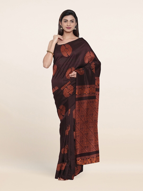 

Pothys Brown & Copper-Toned Ethnic Motifs Silk Cotton Saree