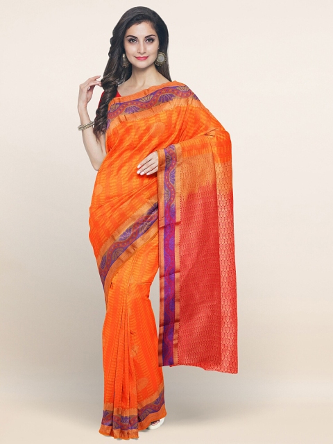 

Pothys Orange & Purple Woven Design Zari Art Silk Saree