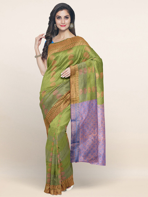 

Pothys Green & Purple Woven Design Zari Art Silk Saree