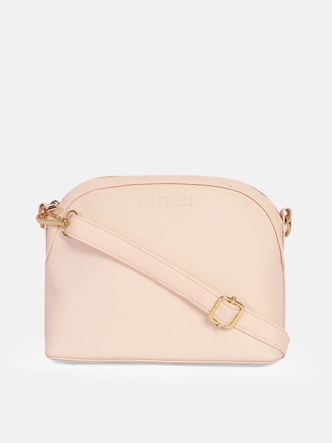 

SASSAFRAS Peach-Coloured PU Half Moon Sling Bag