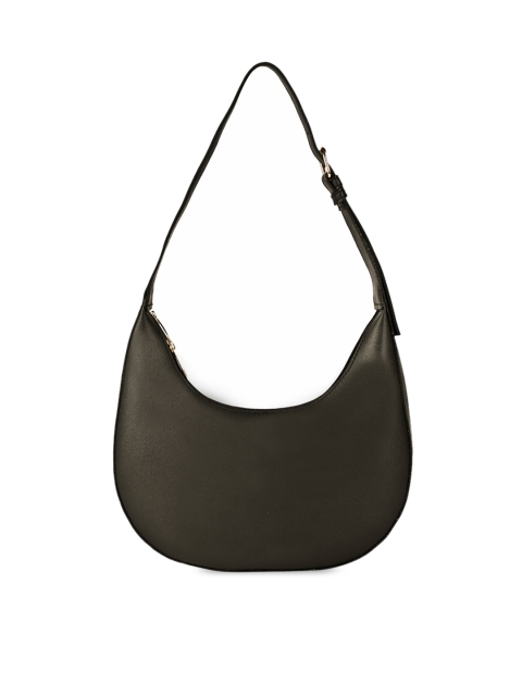 

SASSAFRAS Black PU Half Moon Hobo Bag