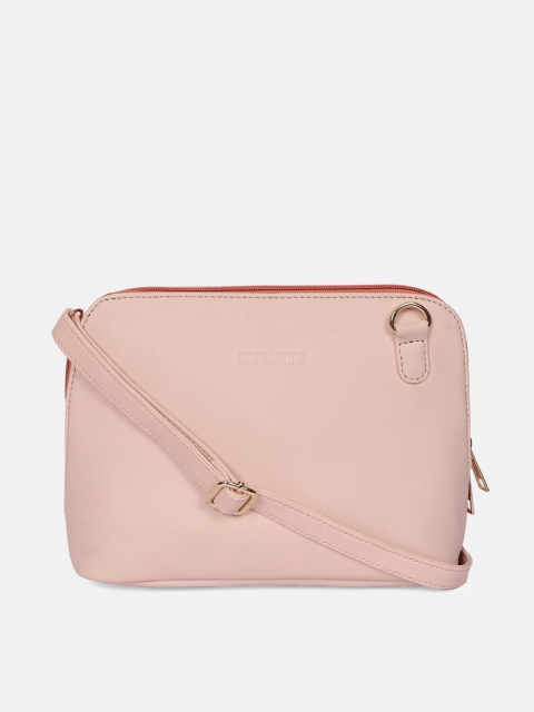 

SASSAFRAS Pink PU Structured Sling Bag with Applique