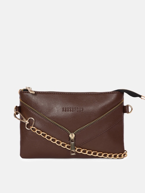 

SASSAFRAS Brown PU Structured Sling Bag