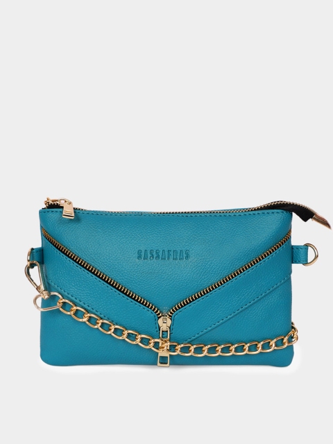 

SASSAFRAS Turquoise Blue PU Structured Sling Bag