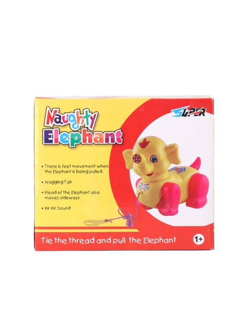 

UNITED AGENCIES Kids Yellow & Pink Naughty Elephant Pull Along Toy