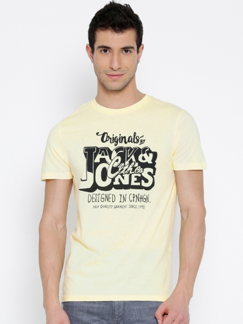 

Jack & Jones Men Yellow Printed Round Neck T-shirt