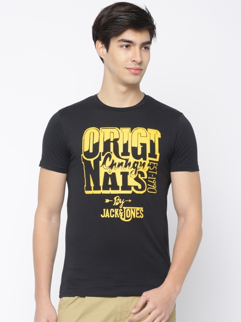 

Jack & Jones Men Black Printed Round Neck T-shirt